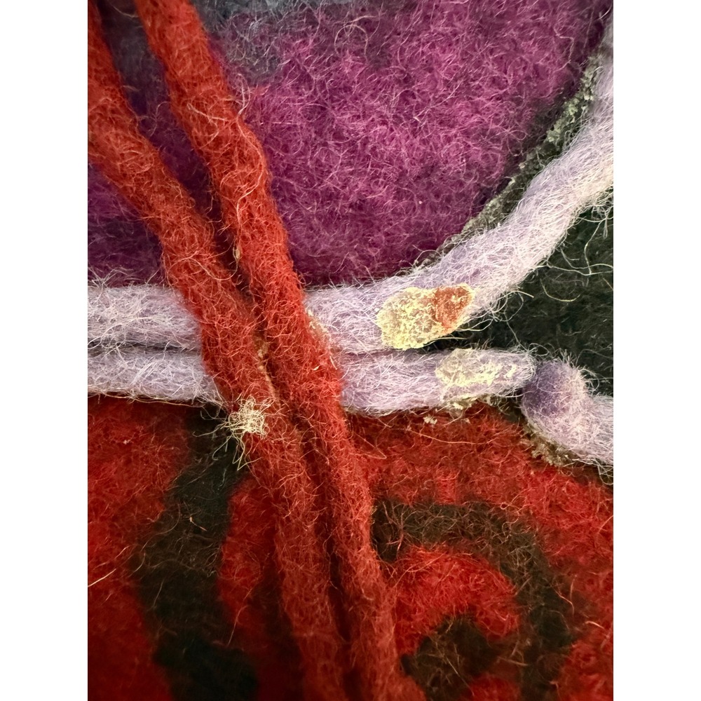 Boiled Wool Handbag Black Orange Vintage Felted Made in Nepal Boho Retro Hippie - Picture 2 of 10
